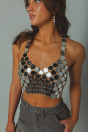RESTOCKED :Catiana Metal Crop Top