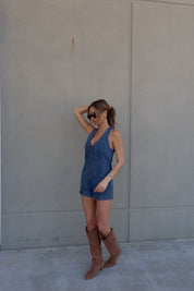 Maggie Button Down Denim Romper