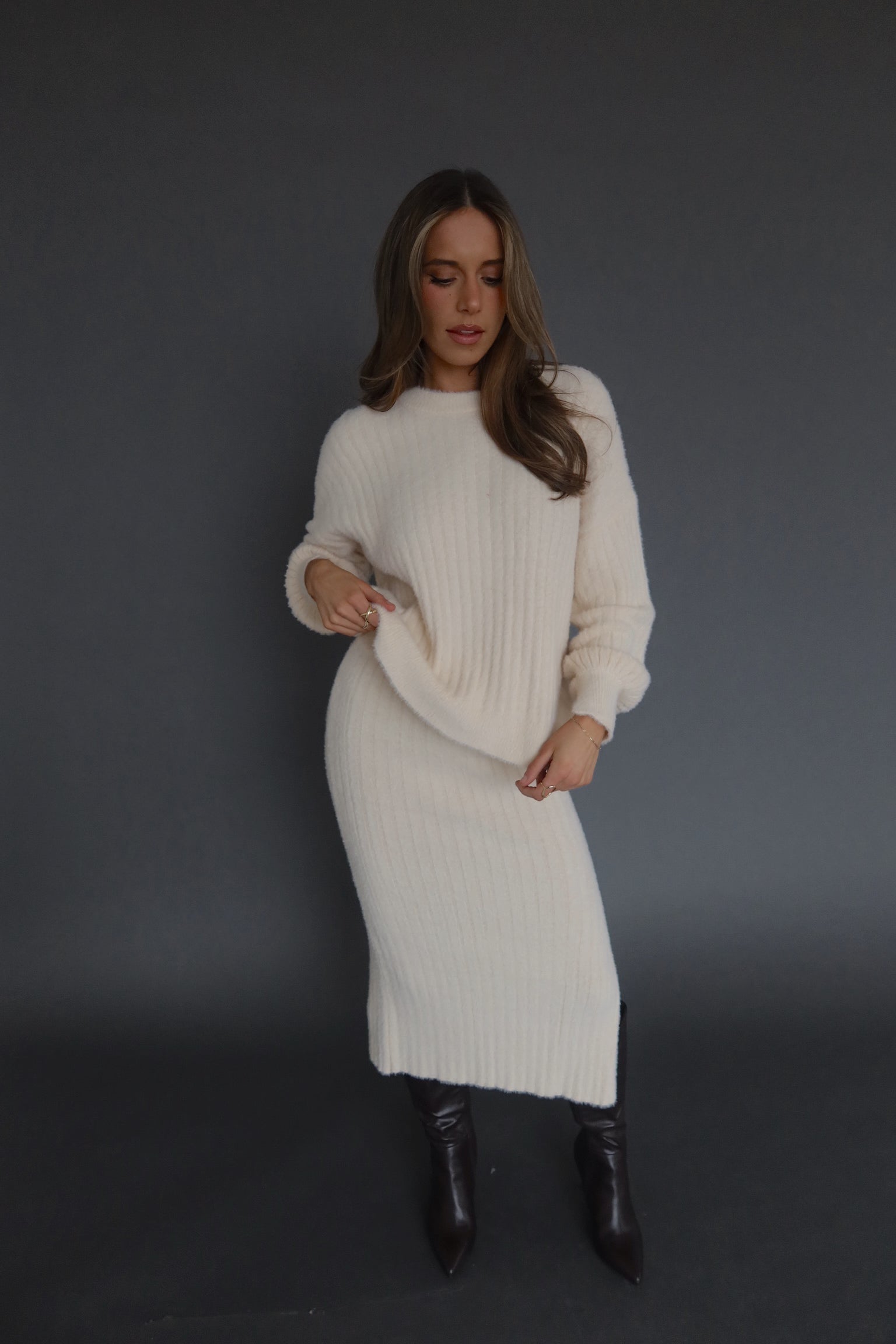 Andie Ribbed Long Sleeve Knit Top
