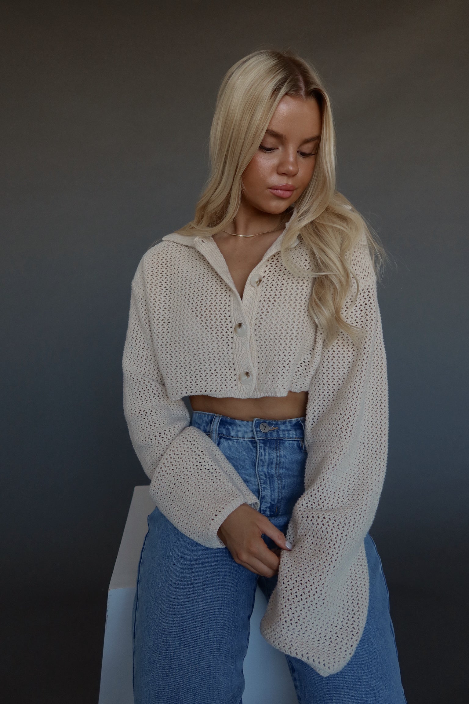 Hanna Crochet Cropped Cardigan