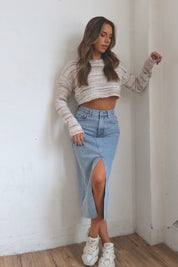 Mandie Cropped Sweater in Ivory
