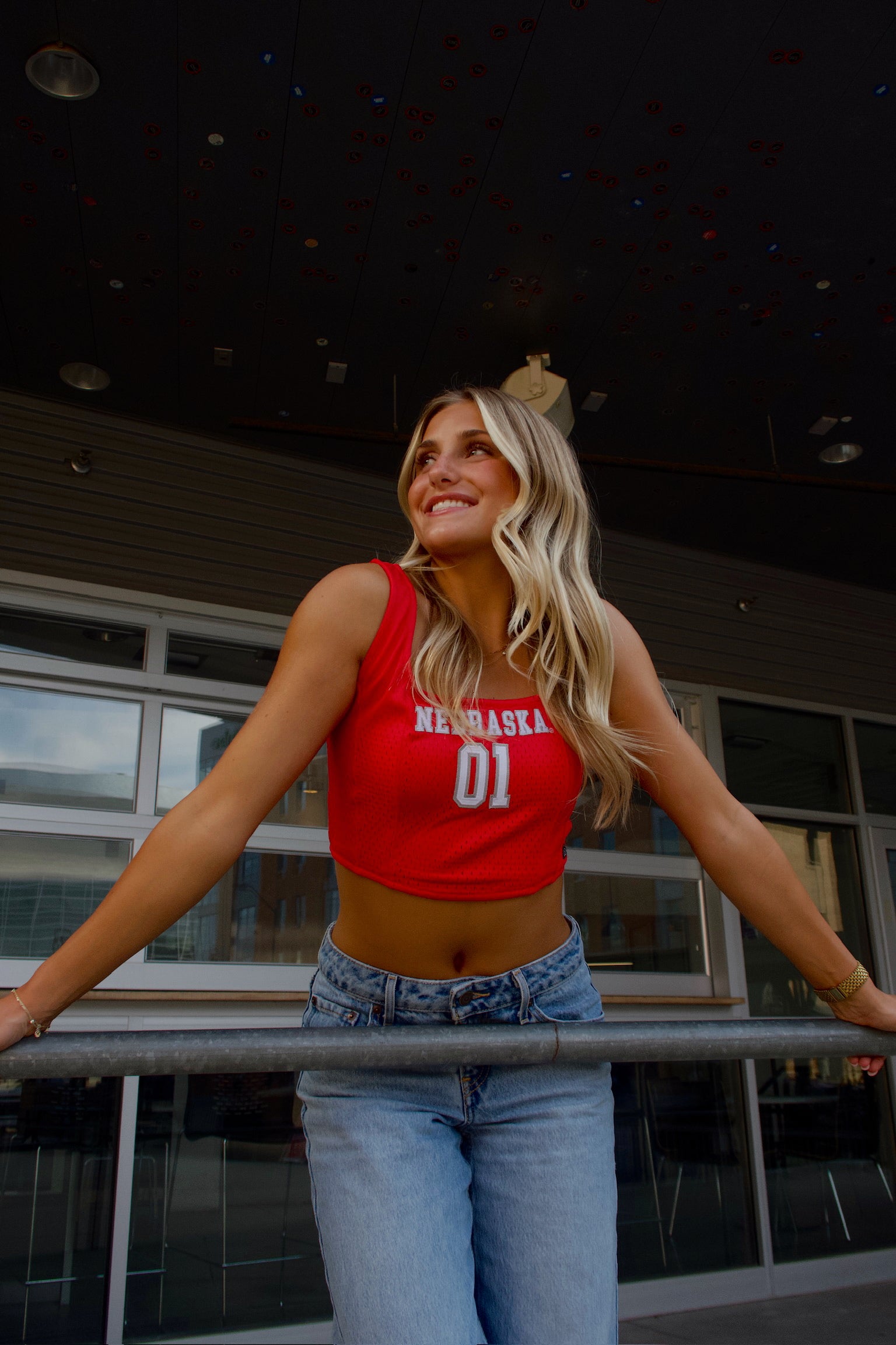 Nebraska Jersey Corset Top In Red