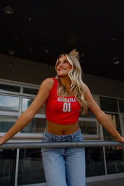 Nebraska Jersey Corset Top In Red