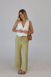 Leila White Linen Vest
