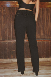 SALE :Zia Studded High Rise Straight Jeans