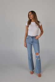 Matty Distressed Flare Jeans