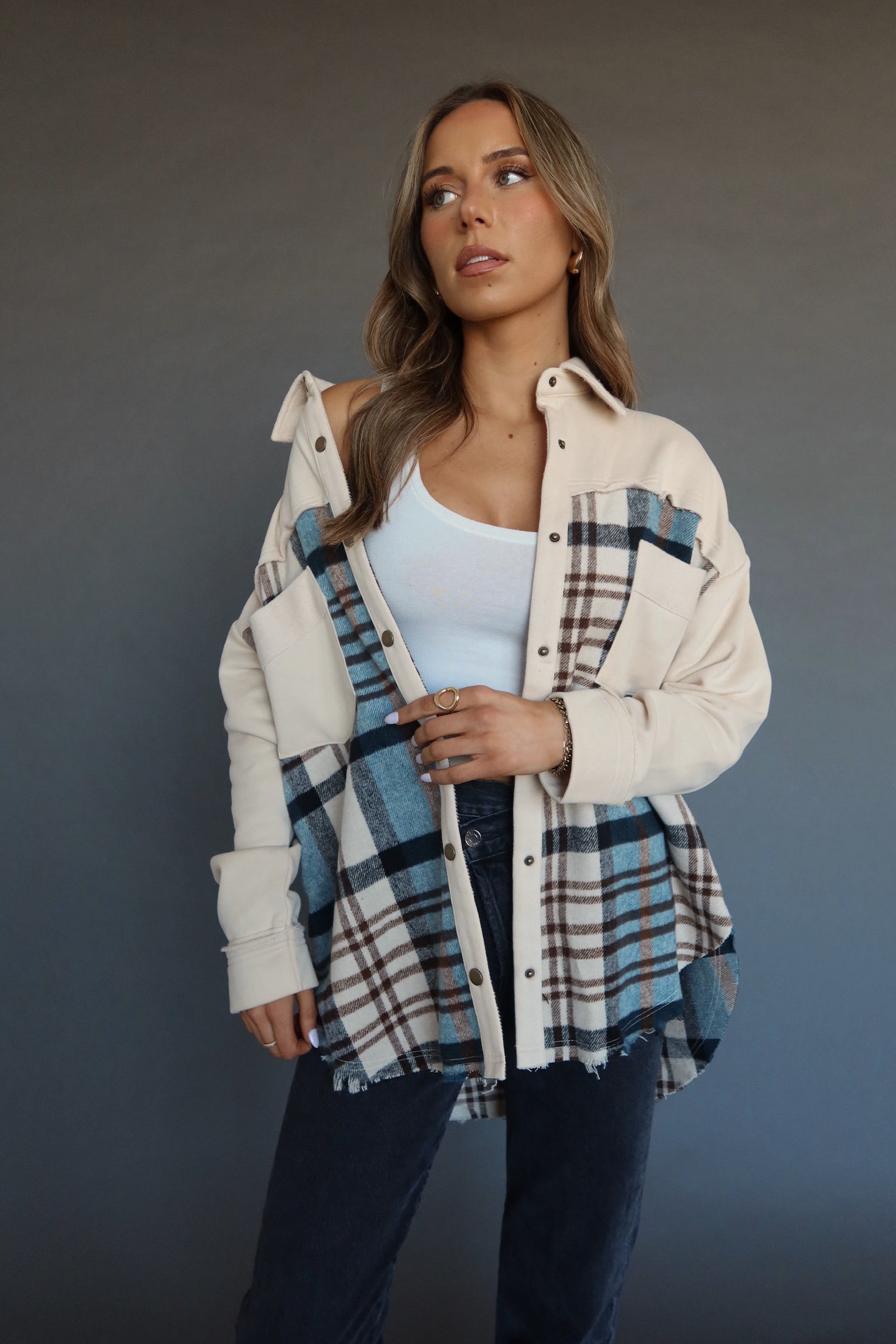 Kalen Contrast Plaid Shacket