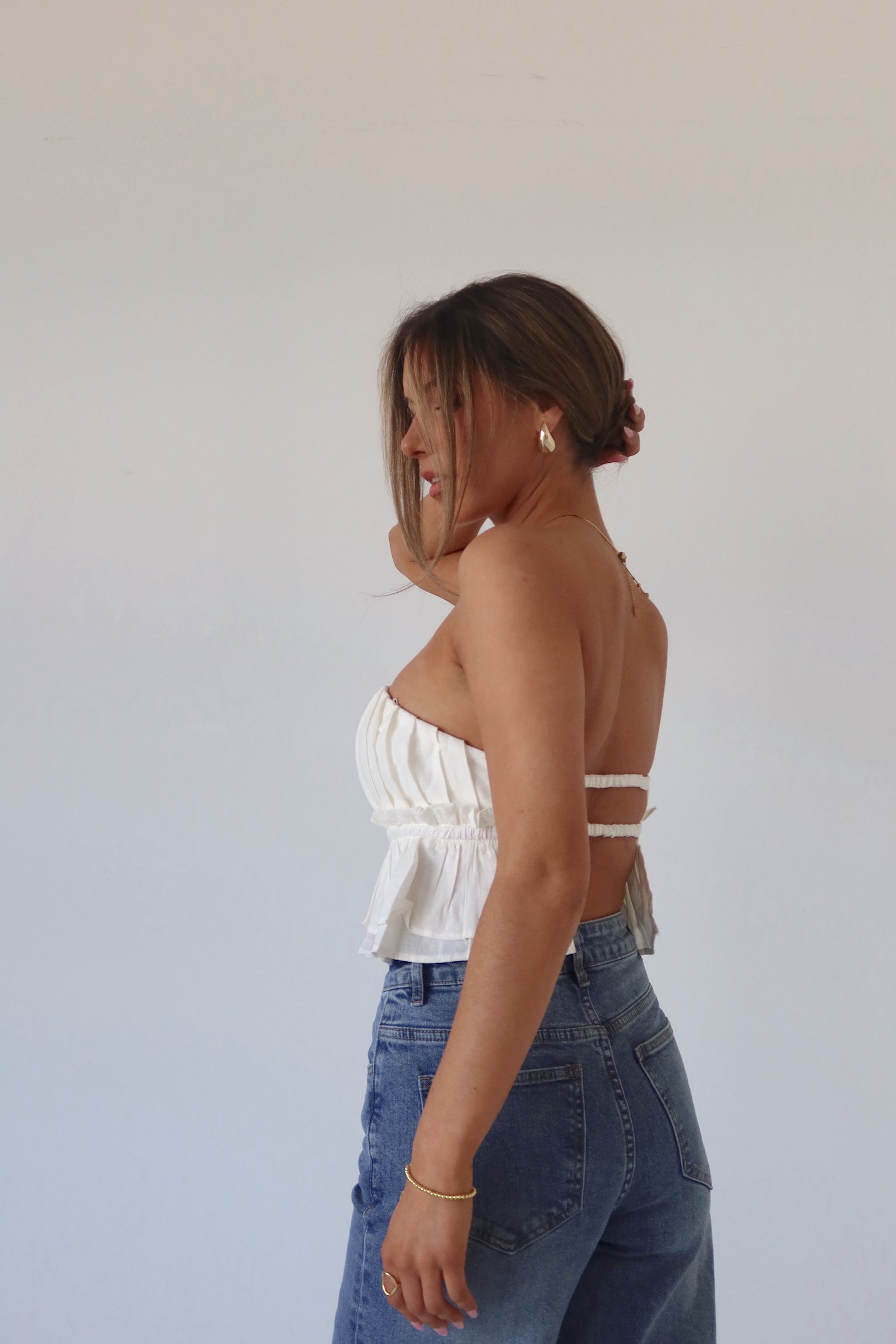 Jasmine Open Back Ruffle Top