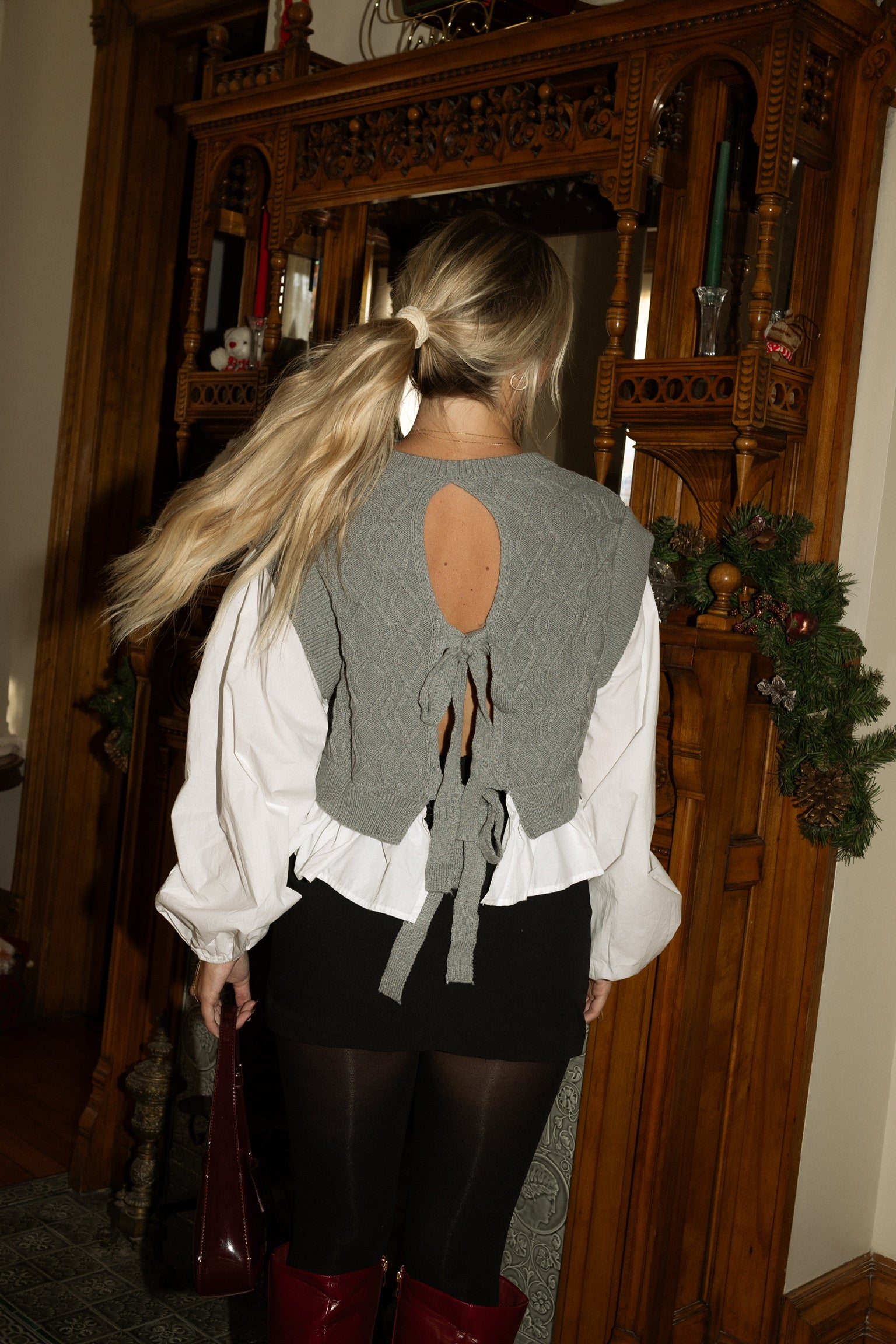 Kinley Knit & Woven Mix Balloon Sleeve Top