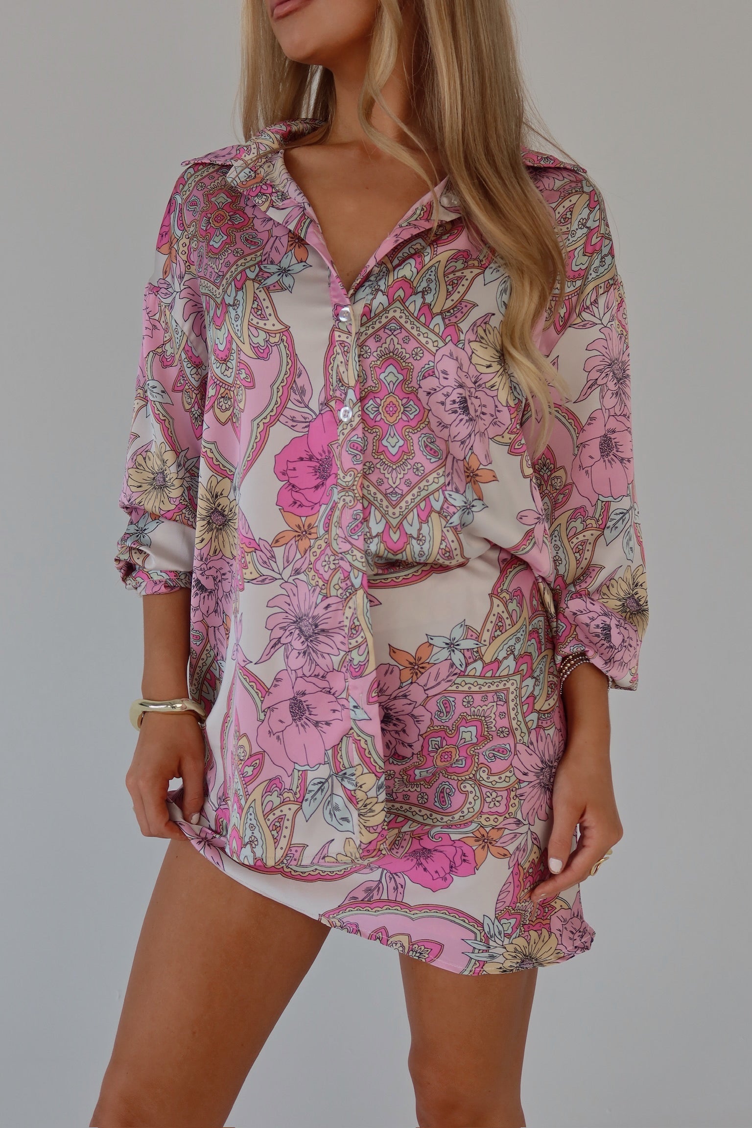 Lilianna Satin Button-Down Top