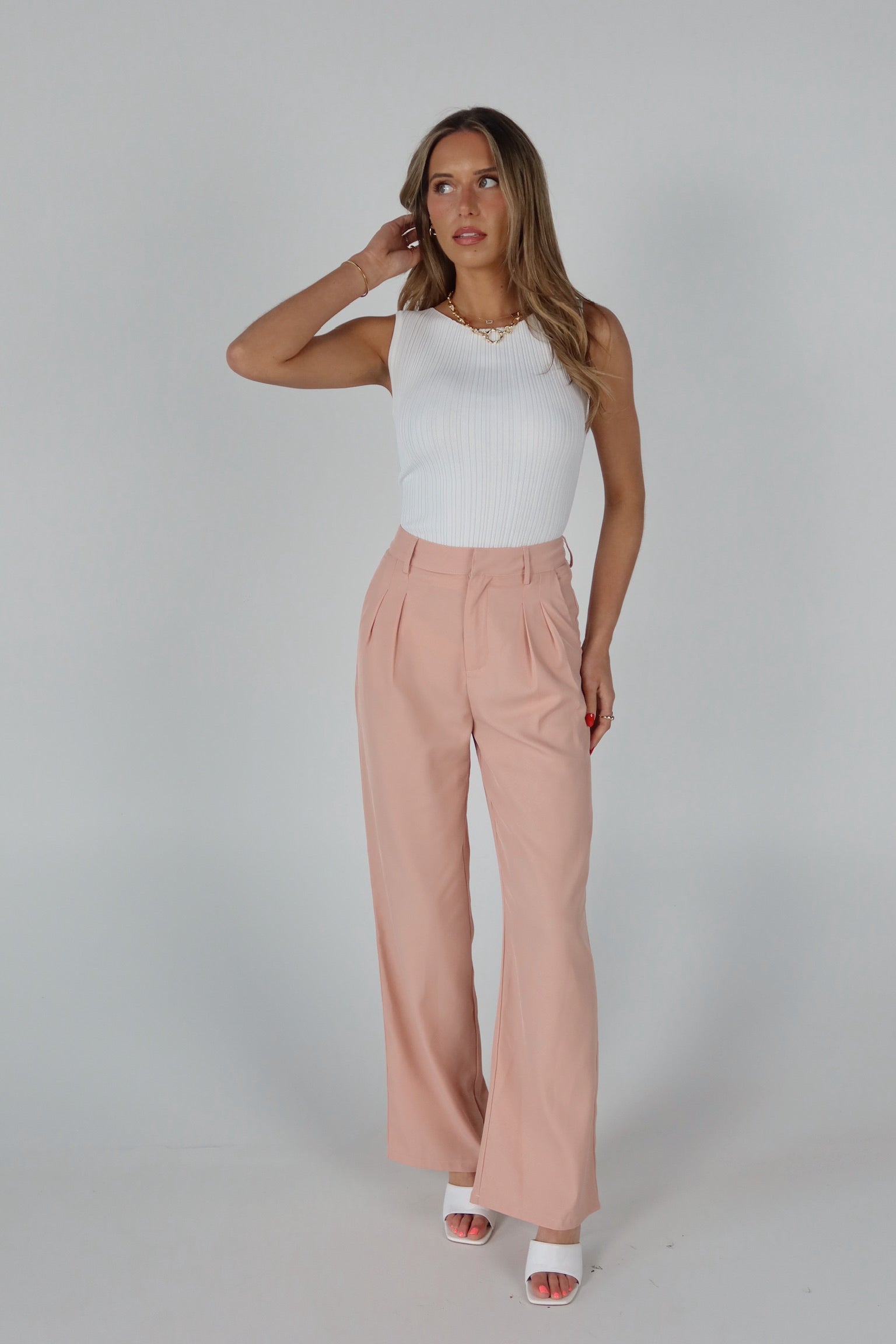 Lizzy High Waist Trousers In Blush