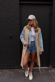 Paige Khaki Combo Trench Coat