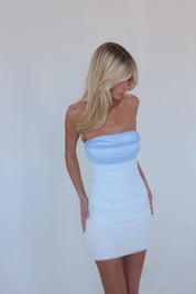 RESTOCKED :Natalia Embellished Blue Ombré Mini Dress