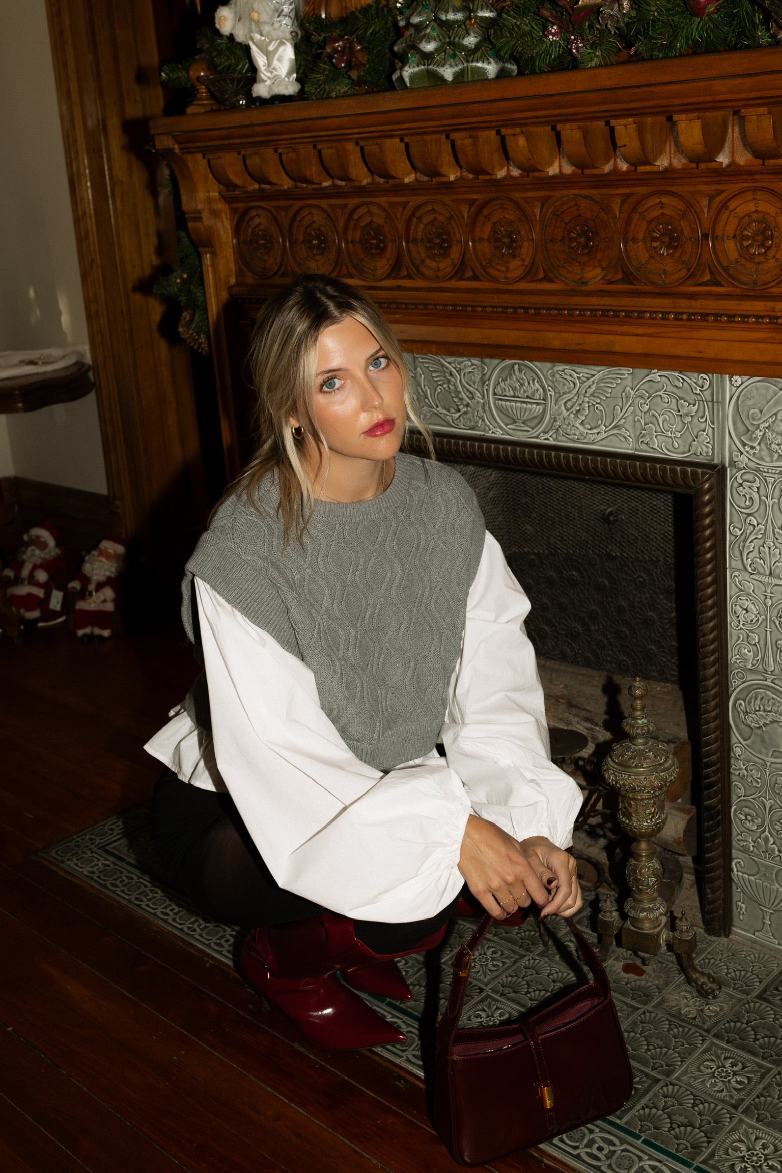 Kinley Knit & Woven Mix Balloon Sleeve Top