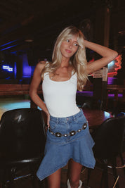 Keelie Scoop Neck Bodysuit In White