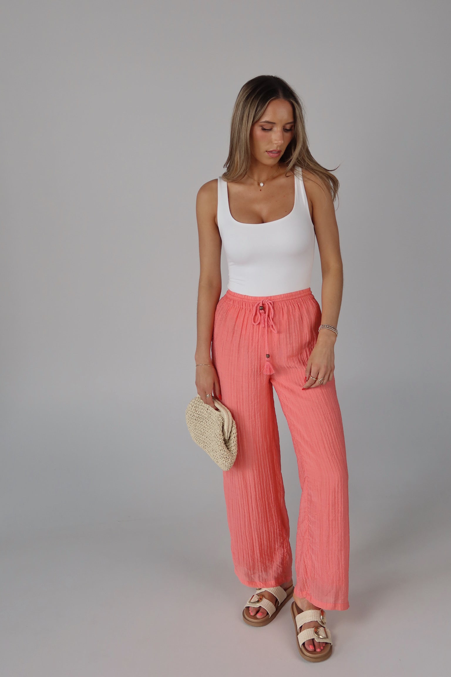 Coral Drawstring Pant
