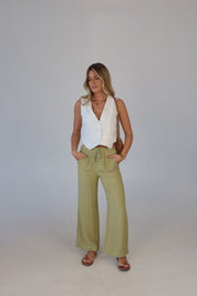 Leila White Linen Vest