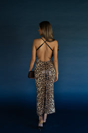 Leopard Print Sequin Midi Dress