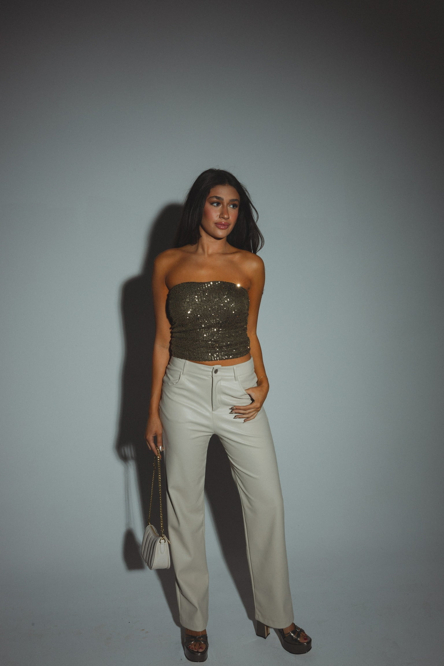 Haiden High Waist Pants In Beige