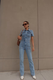 Chelsey Blue Denim Jumpsuit