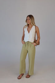 Leila White Linen Vest