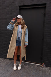 Paige Khaki Combo Trench Coat