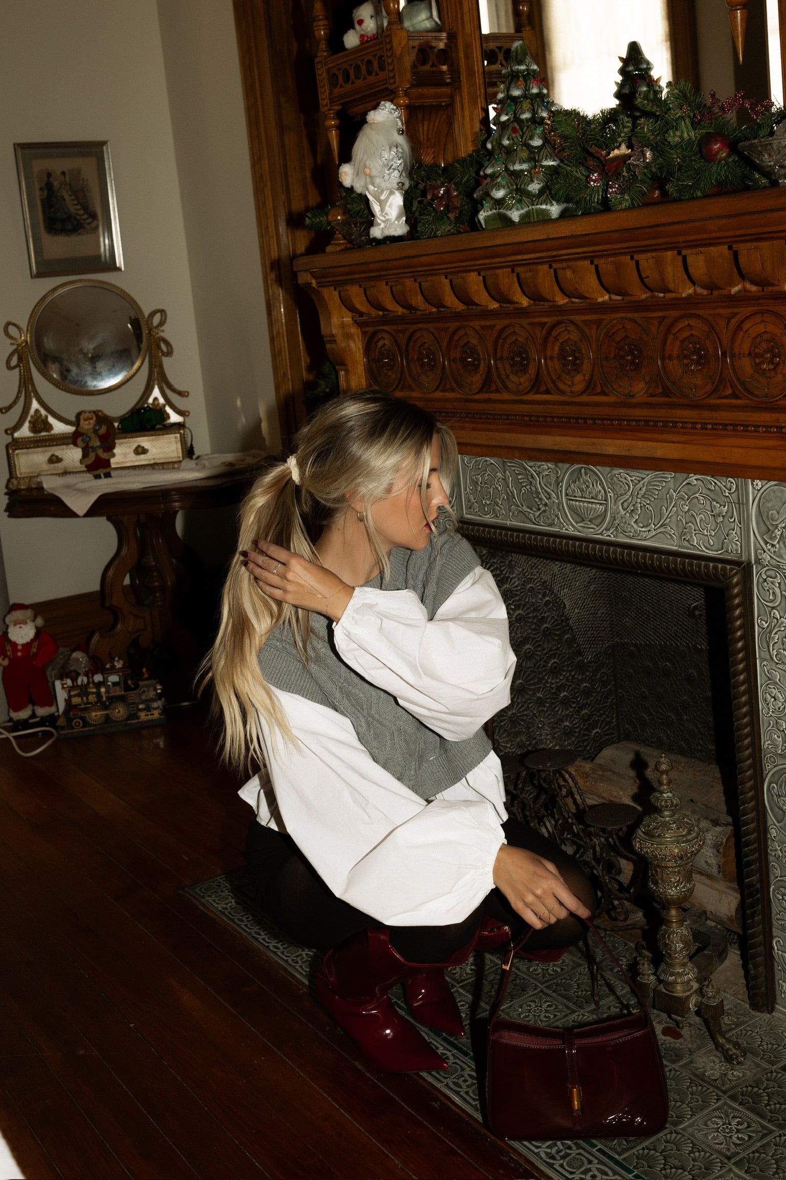 Kinley Knit & Woven Mix Balloon Sleeve Top