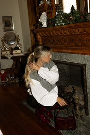 Kinley Knit & Woven Mix Balloon Sleeve Top