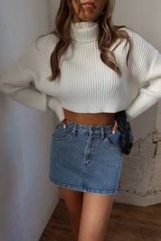 Luna Ivory Crop Turtleneck Sweater