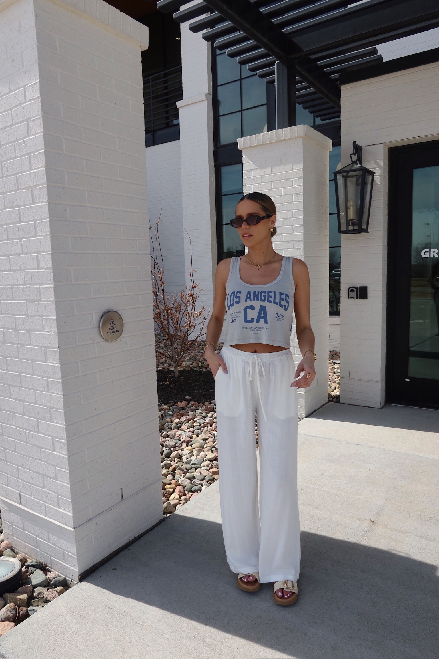 Los Angeles Boxy Tank In Grey