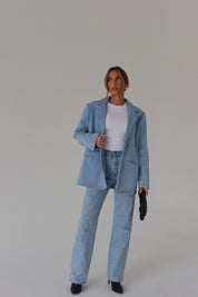 Heather Oversized Denim Blazer