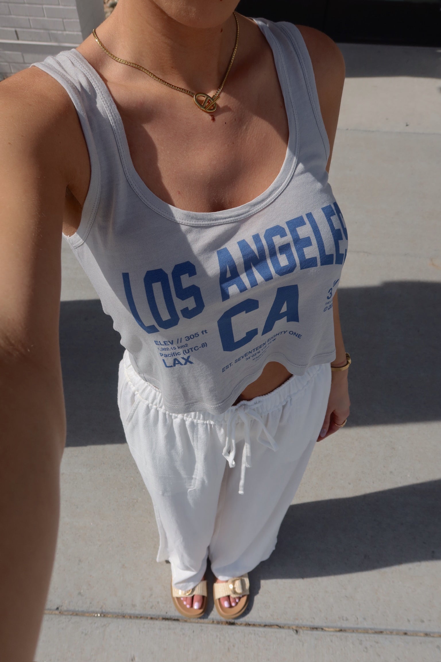 Los Angeles Boxy Tank In Grey