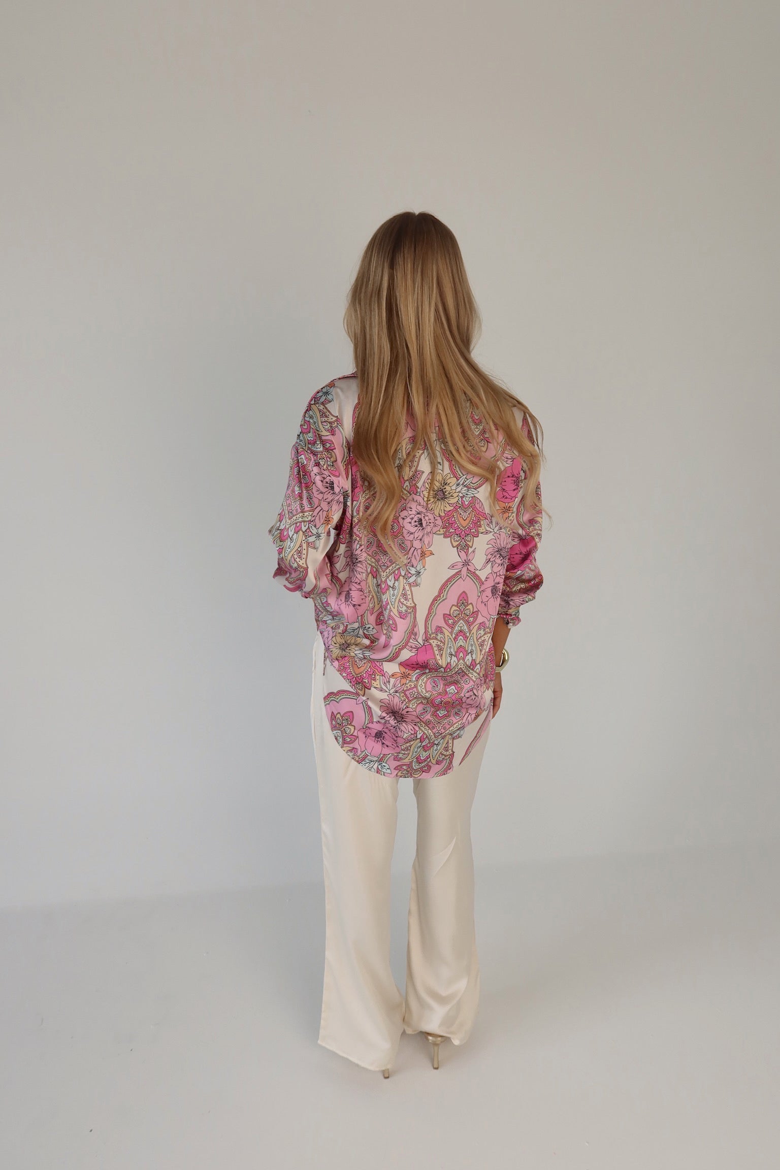 Lilianna Satin Button-Down Top