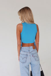 Carlee Side Tie Aqua Blue Top