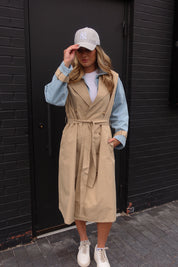 Paige Khaki Combo Trench Coat