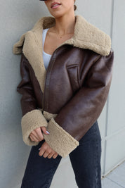 Kenzie Sherpa Pleather Jacket