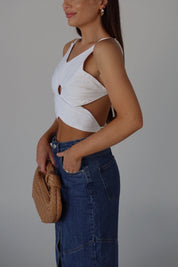SALE :Eva Open Back Flower Top