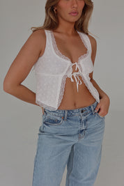 RESTOCKED :Charlotte Eyelet Split Front Top