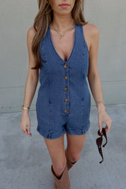 Maggie Button Down Denim Romper