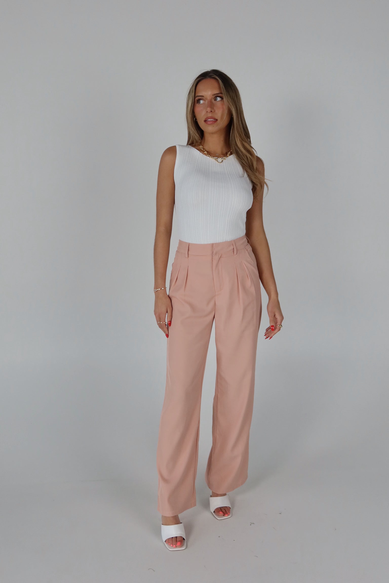 Lizzy High Waist Trousers In Blush