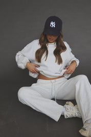 RESTOCKED :Lennox Crew Neck Sweatshirt In Heather White