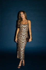 Leopard Print Sequin Midi Dress