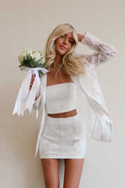 Kianna Sheer Floral Blazer and Skirt Set