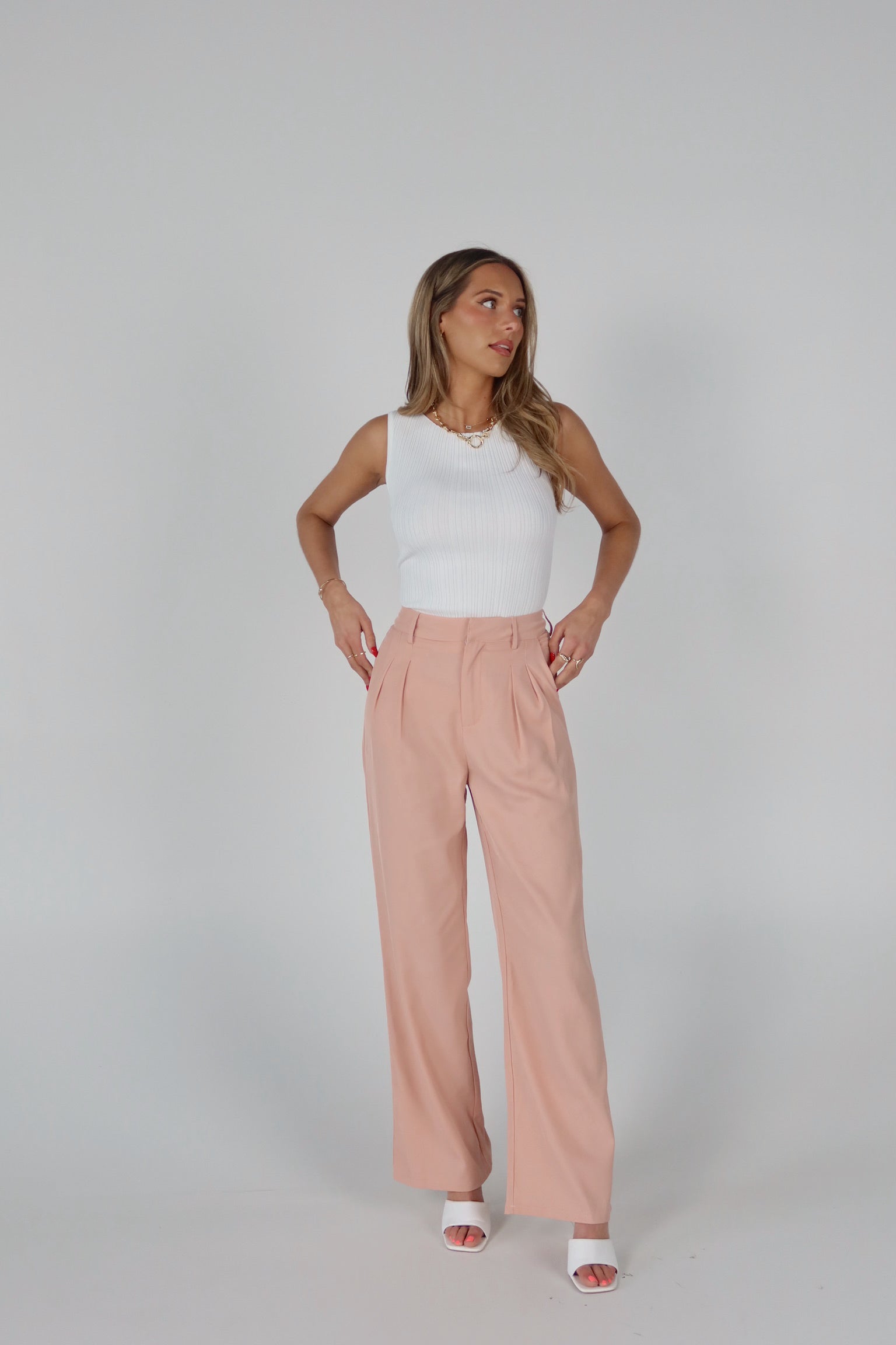 Lizzy High Waist Trousers In Blush