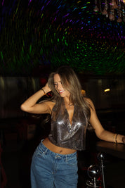Haydin Metallic Halter Top