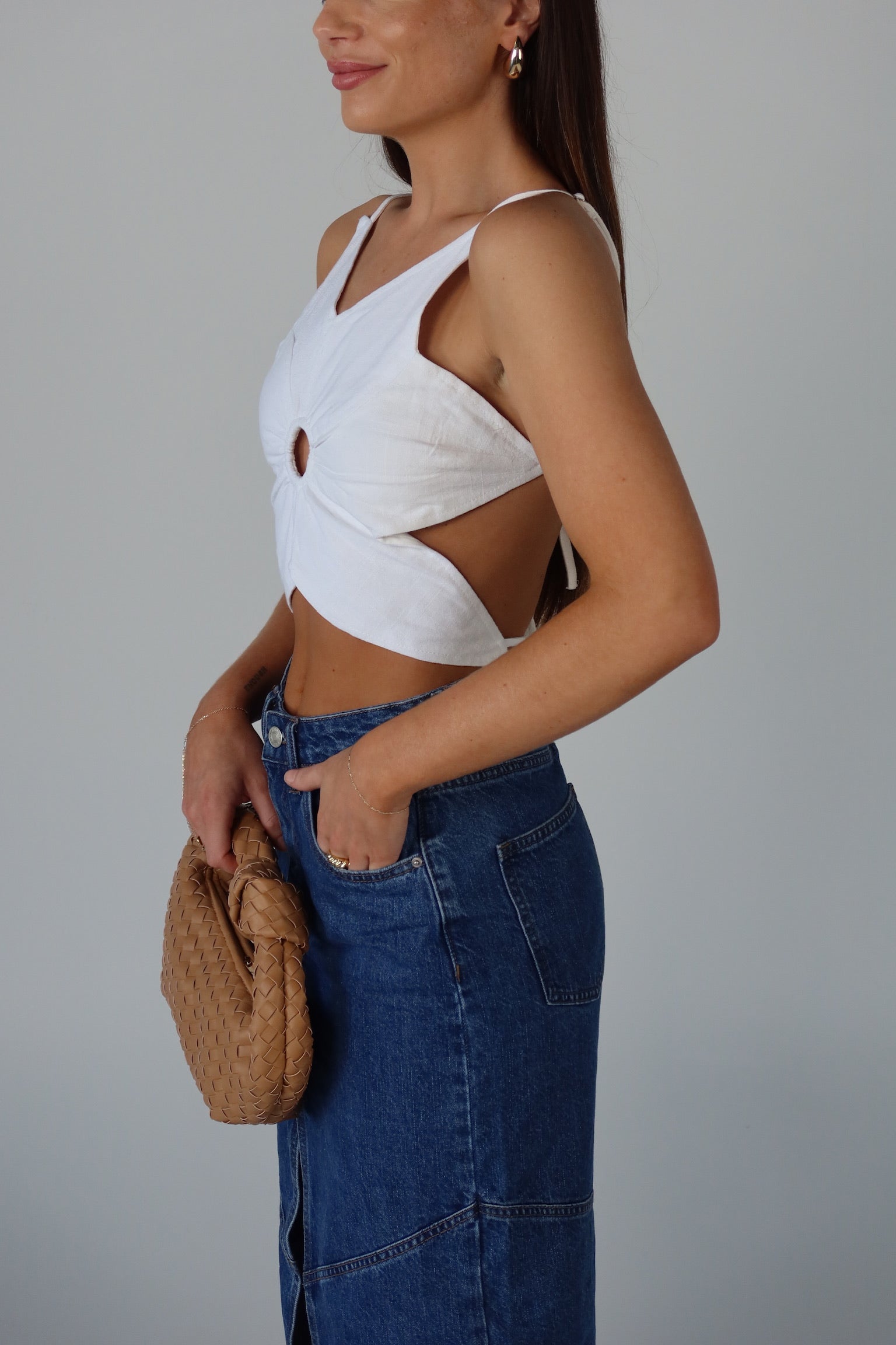 SALE :Eva Open Back Flower Top