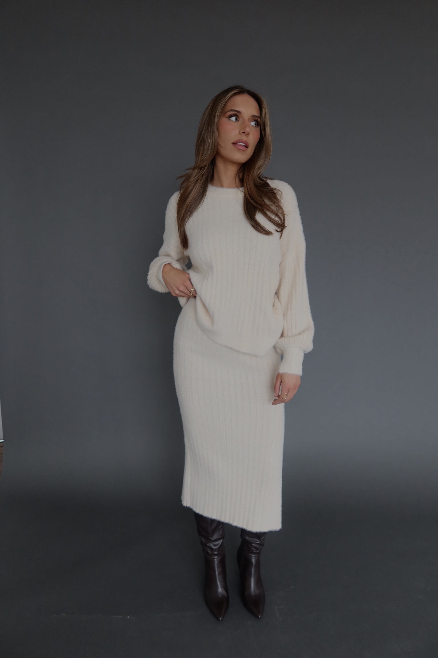 Andie Ribbed Long Sleeve Knit Top