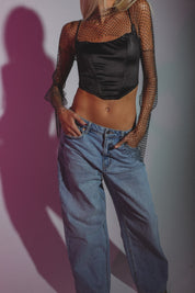 Kristina Netted Rhinestone Top