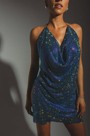RESTOCKED :Lydia Rhinestone Mini Dress In Blue