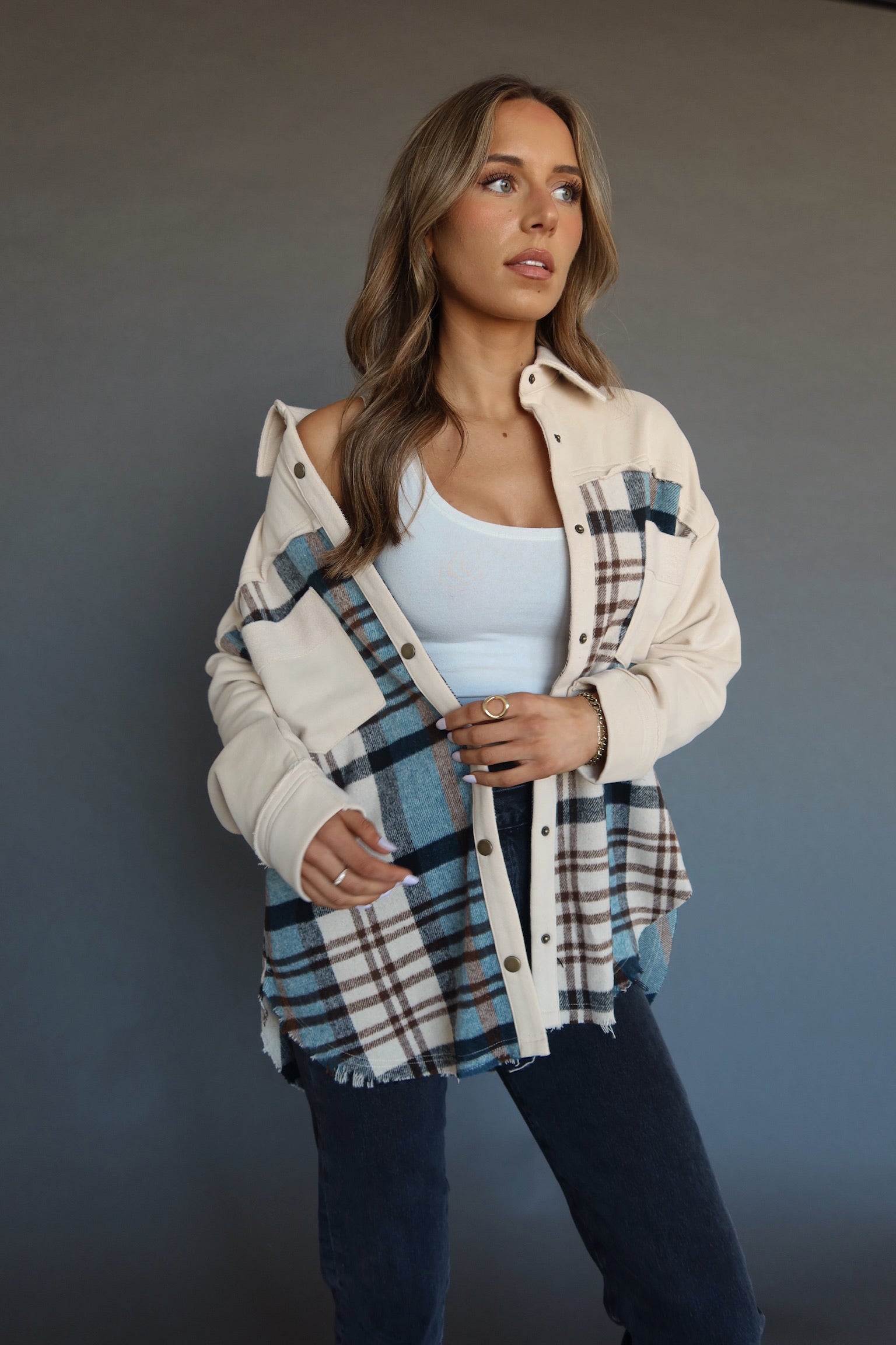 Kalen Contrast Plaid Shacket
